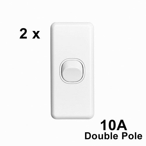 2 x 1 Gang ARCHITRAVE Light Switch Slimline Double Pole Caravan RV