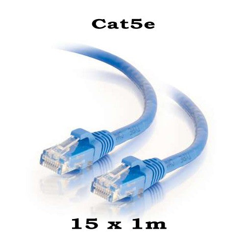 15 x Cat5e Patch lead 1m-Blue,Red