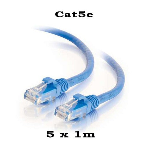 5 x Cat5e Patch lead 1m-Blue,Red