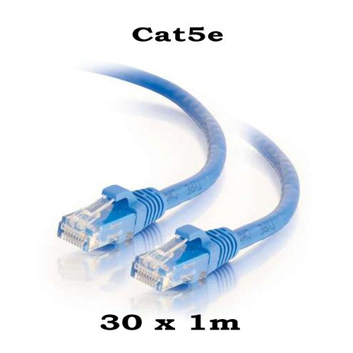 30 x Cat5e Patch lead 1m-Blue,Red