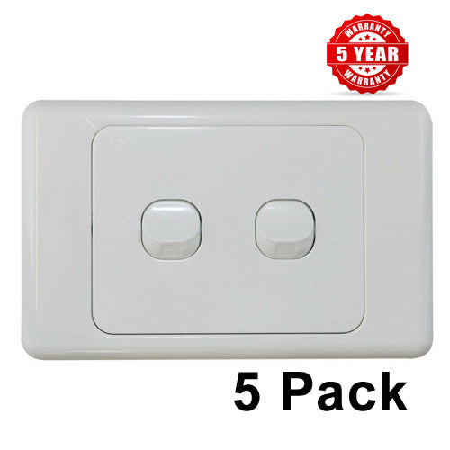 5 x 2 Gang Single Wall Switch - 2 Way Switching-SAA