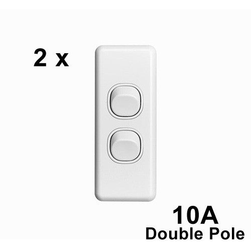 2 x 2 Gang ARCHITRAVE Light Switch Slimline Double Pole Caravan RV