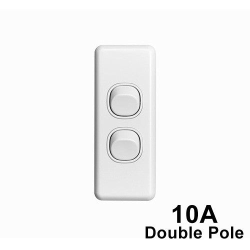 2 Gang ARCHITRAVE Light Switch Slimline Double Pole Caravan RV