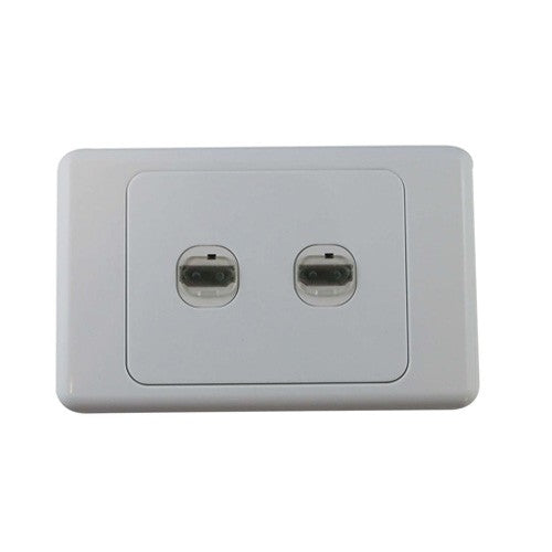 2 Gang HDMI Cable Wall Plate White with 2x Right Angle Outlets Sockets