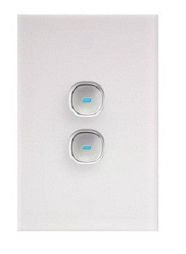 Transco Opal Series Glass Look Push Button 2 Gang Switch