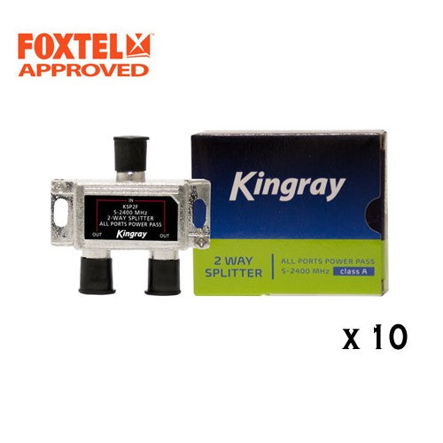 10 x TV Antenna Splitter 2-Way F-Type Aerial 5-2400MHz , Foxtel Approved