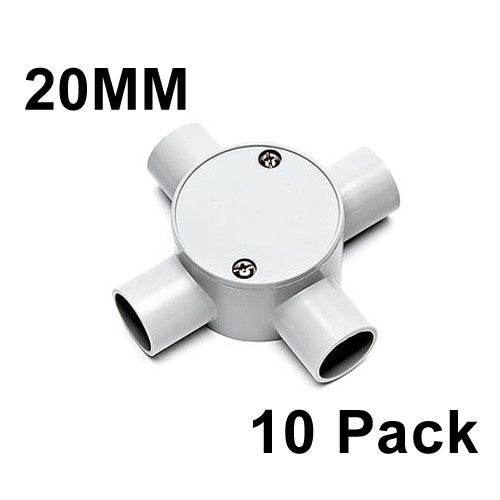 10 x 20mm Shallow Junction Box 4 Way