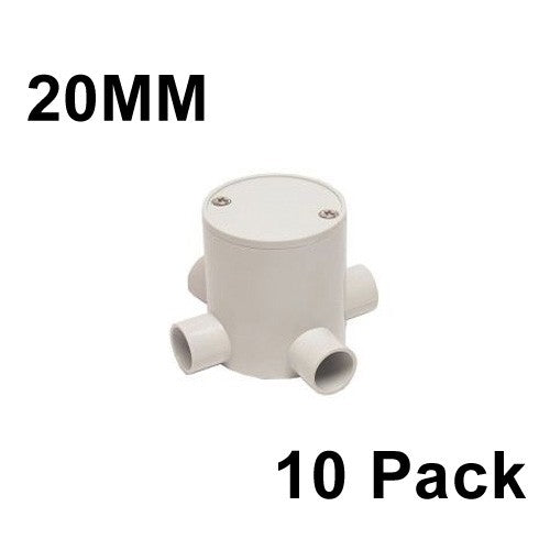 10 x 20mm Deep Junction Box 4 Way