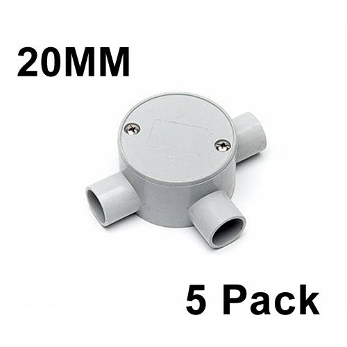 5 x 20mm Shallow Junction Box 3 Way