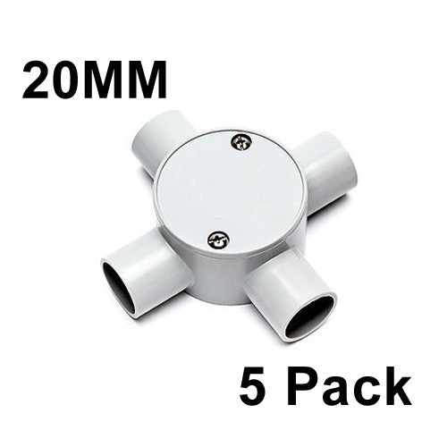 5 x 20mm Shallow Junction Box 4 Way