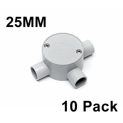 10 x 25mm Shallow Junction Box 3 Way