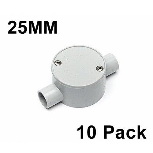 10 x 25mm Shallow Junction Box 2 Way