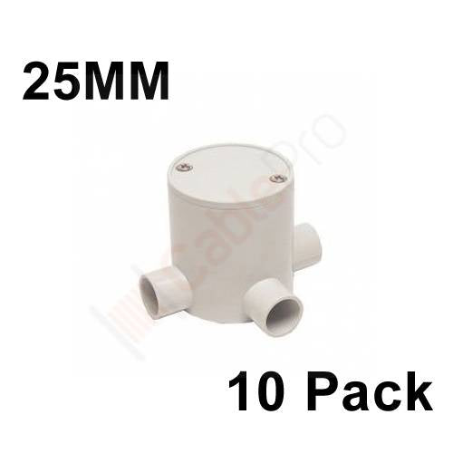 10 x 25mm Deep Junction Box 3 Way