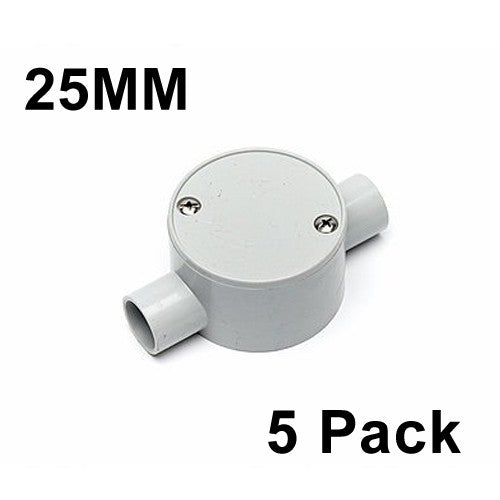 5 x 25mm Shallow Junction Box 2 Way