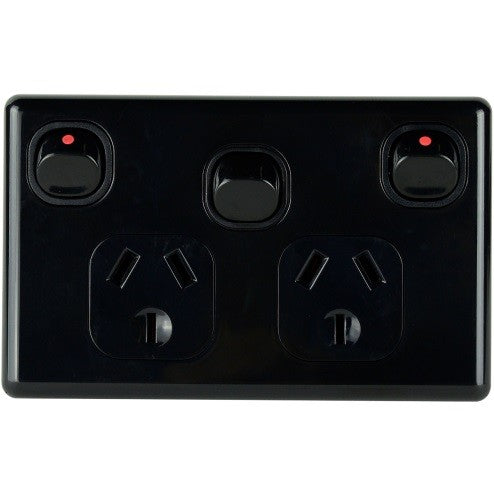 Double Power Point With Extra Switch 10 Amp SLIMLINE