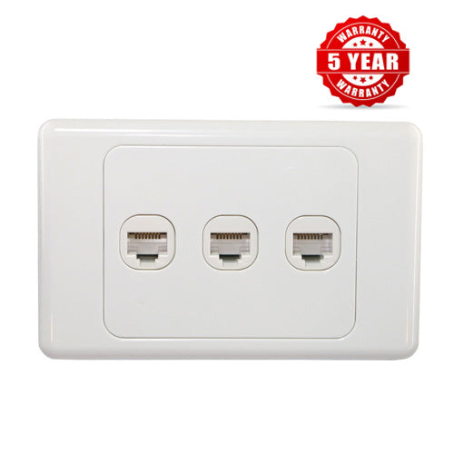 3 Gang Wall Plate,Punch Down CAT6  LAN RJ45 8P8C