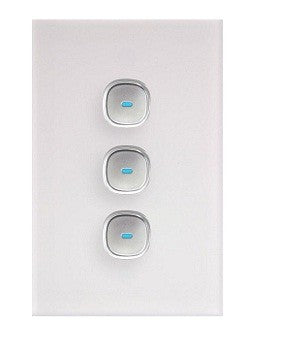 Transco Opal Series Glass Look Push Button 3 Gang Switch