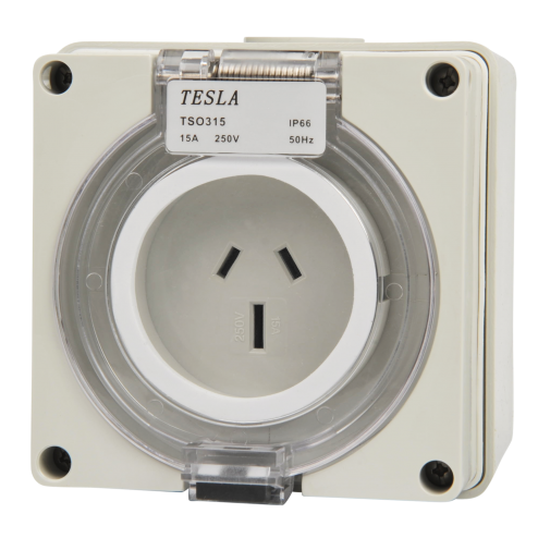 3 Pin 15 amp Female Socket Outlet IP66 - Single Phase