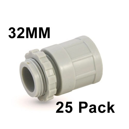 25 X 32mm Plain to Screwed Adaptor with Locking Ring Conduit screw