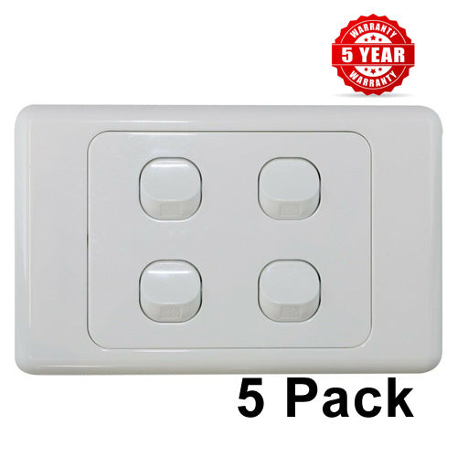 5 x 4 Gang Single Wall Switch - 2 Way Switching-SAA