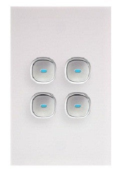 Transco Opal Series Glass Look Push Button 4 Gang Switch