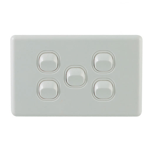 5 Gang Classic Single Light Switch - 5 Pack