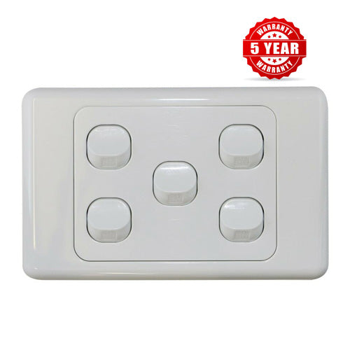 5 Gang Single Wall Switch - 2 Way Switching-SAA