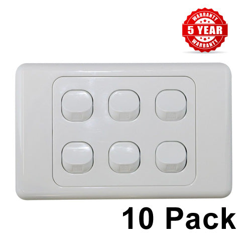 10 x 6 Gang Single Wall Switch - 2 Way Switching-SAA