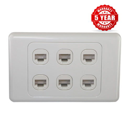 6 Gang Wall Plate,Punch Down CAT6  LAN RJ45 8P8C