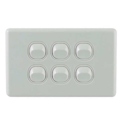 6 Gang Classic Single Light Switch - 5 Pack