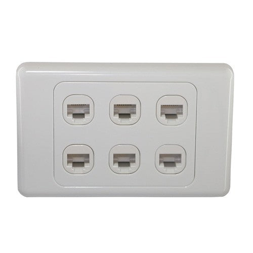 6 Gang Wall Plate,Punch Down CAT6  LAN RJ45 8P8C