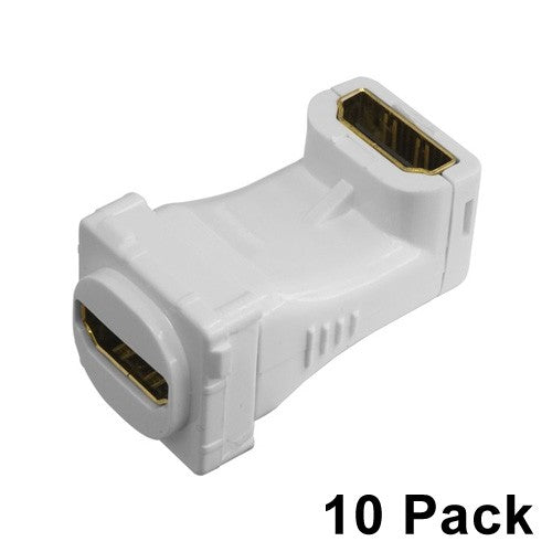 10 x HDMI Angled Wall Plate Insert White