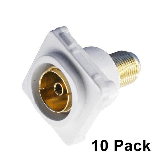 10 x F Type to PAL Plug Connector for Custom Clipsal Wall Plate