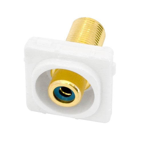 Blue RCA - F-Type Plug Connector suits White Clipsal Wall Plate