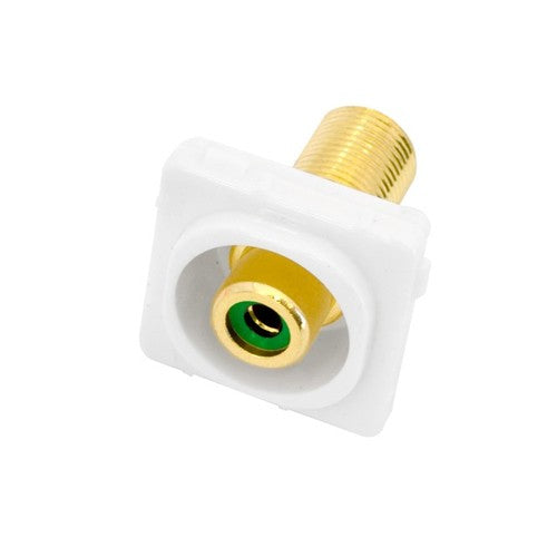 Green RCA - F-Type Plug Connector suits White Clipsal Wall Plate