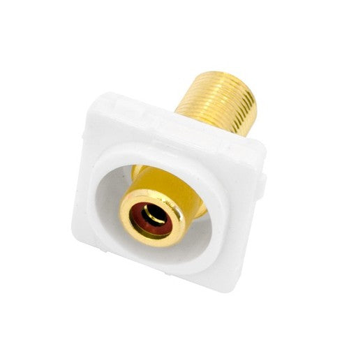 Red RCA - F-Type Plug Connector suits White Clipsal Wall Plate