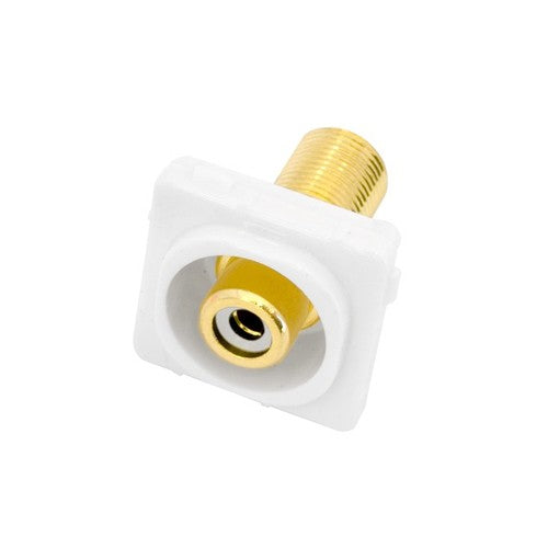 White RCA - F-Type Plug Connector suits White Clipsal Wall Plate