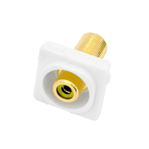 Yellow RCA - F-Type Plug Connector suits White Clipsal Wall Plate