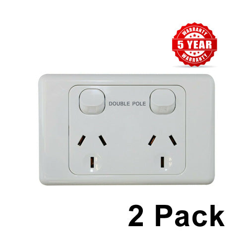 2 x Power Point Double Pole 10 Amp GPO Outlet Caravan RV Trailer Construction