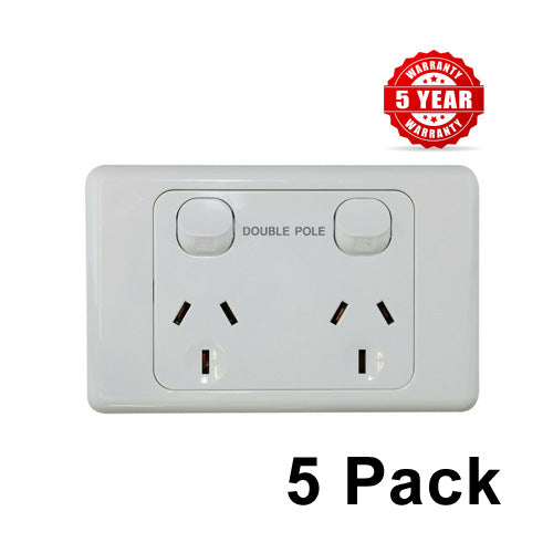 5 x Power Point Double Pole 10 Amp GPO Outlet Caravan RV Trailer Construction