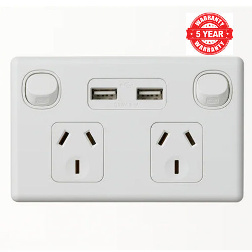 Double 10A GPO with Double USB Ports