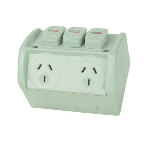 External Power Point Double Weatherproof Power Point with Extra Switch External IP53