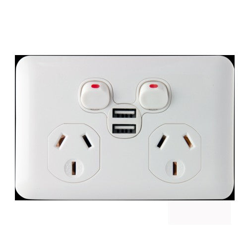 Double Power Point Twin USB Ports