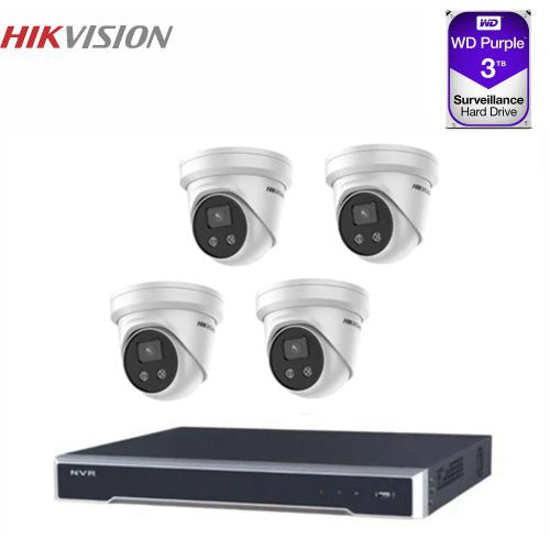 Hikvision Acusense  4 x DS-2CD2366G2-IU 6MP + 4CH NVR + 3TB CCTV Kit