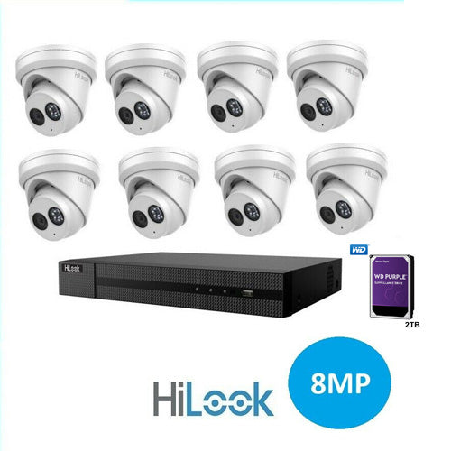 HILOOK by HIKVISION 8x 8mp Acusense Security Camera 8CH 8 Channel NVR WD HDD 2TB KIT