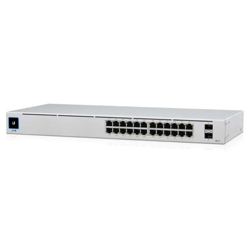 Ubiquiti UniFi 24 Port Managed Gigabit Switch, 16x PoE+ Ports, 8x Gigabit Ethernet Ports, 2xSFP - 95W - Touch Display - Fanless - GEN2,