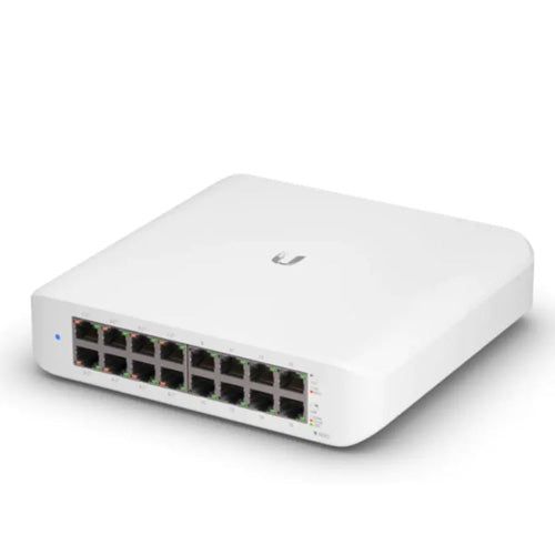 Ubiquiti UniFi Switch Lite 16 PoE, Layer 2, 16x GbE RJ45 Ports, 8x 802.3at PoE+ Ports, 45W PoE, Silent Operation, Wallmount Kit Include