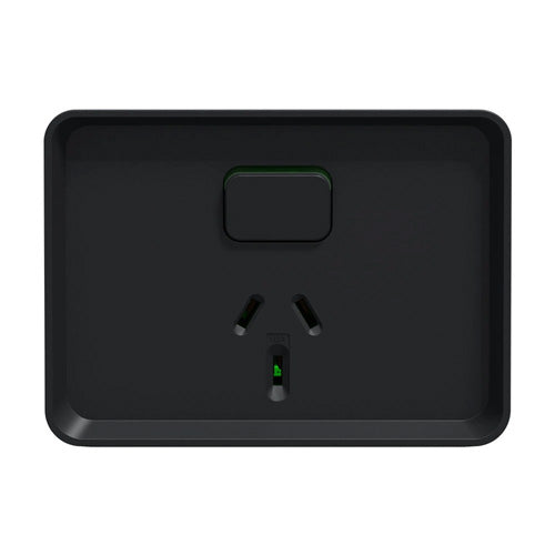 Clipsal Iconic 03015-BK Single Weatherproof Power Point 10AMP BLACK