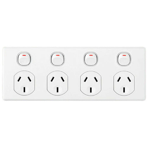 Clipsal Classic C2015D4-WE 4 Gang Power Point 10AMP WHITE