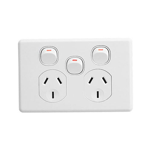 Clipsal Classic C2025XA-WE Double Power Point With Extra 10AMP Switch WHITE